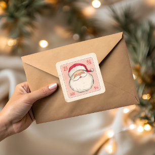 Kerstmis met Vintage Kerstman Vierkante Sticker