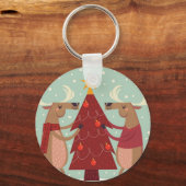 Kerstmis met vintage rendieren sleutelhanger (Voorkant)