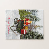 Kerstmis met Vintage Sinterklaas en zijn slee Legpuzzel (Horizontaal)