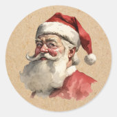 Kerstmis met vintage Sinterklaas Ronde Sticker (Voorkant)
