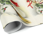 Kerstmis met Vintage Sneeuwmannenpatroon Cadeaupapier (Rol Hoek)