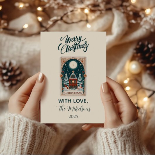 Kerstmis met Vintage Tarot Feestdagenkaart