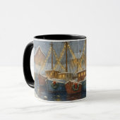 Kerstmis met Vissersboten in de Haven Mok (Voorkant links)