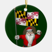 Kerstmis met vlag van Maryland Keramisch Ornament (Voorkant)