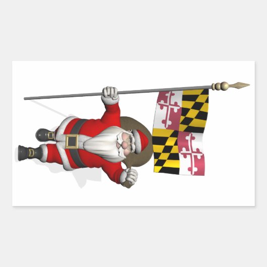 Kerstmis met vlag van Maryland Rechthoekige Sticker (Voorkant)