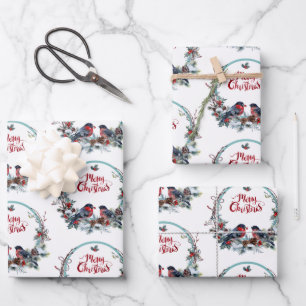Kerstmis met vogels inpakpapier vel