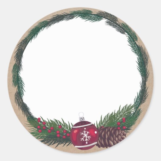 Kerstmis met vrolijk kerstfeest blank ronde sticker (Voorkant)