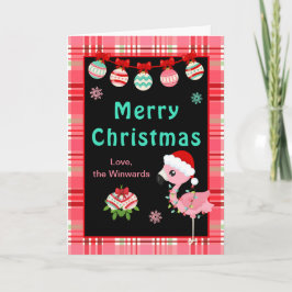 Kerstmis met vrolijke Flamingo Feestdagen Kaart