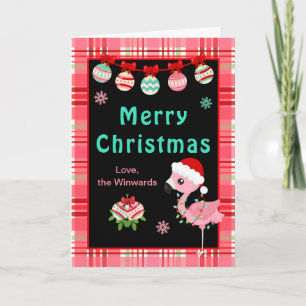 Kerstmis met vrolijke Flamingo Feestdagen Kaart