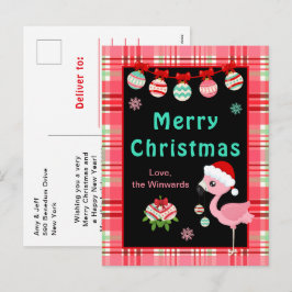 Kerstmis met vrolijke Flamingo Feestdagenkaart