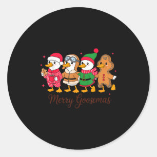 Kerstmis met vrolijke ganzen Kerstmis  Ronde Sticker
