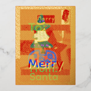Kerstmis met vrolijke groene naam folie feestdagen briefkaart