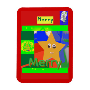 Kerstmis met vrolijke groene naam op rode achtergr magneet