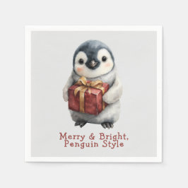 Kerstmis met vrolijke pinguïn servet