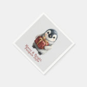 Kerstmis met vrolijke pinguïn servet (Hoek)