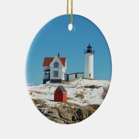 Kerstmis met vuurtoren glas ornament (Rechts)