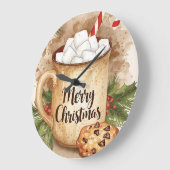 Kerstmis met warme chocolade en hulstkoek feesteli grote klok (Hoek)