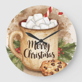 Kerstmis met warme chocolade en hulstkoek feesteli grote klok