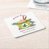 Kerstmis met warme chocolade met coacaopbeker en g kartonnen onderzetters (Schuin)