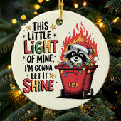 Kerstmis met Wasbeer Monogram Vuilcontainerbrand Keramisch Ornament