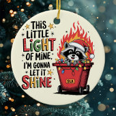 Kerstmis met Wasbeer Monogram Vuilcontainerbrand Keramisch Ornament