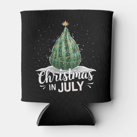 Kerstmis met watermeloen in de zomer van juli blikjeskoeler (Voorkant)