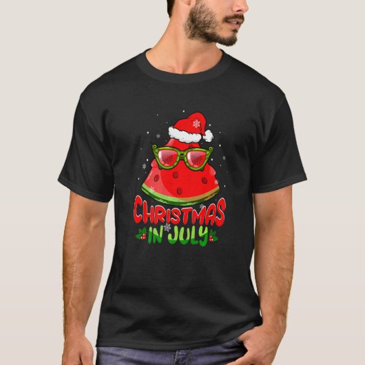 Kerstmis met watermeloen in de zomer van juli t-shirt (Voorkant)
