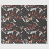 Kerstmis met waterverf bosbessen en dieren cadeaupapier (Vlak)