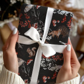 Kerstmis met waterverf bosbessen en dieren cadeaupapier