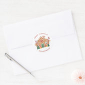 Kerstmis met waterverf Kerstmis Kersthuisje Ronde Sticker (Envelop)