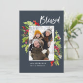 Kerstmis met waterverf zonder bloem en bladbladere feestdagenkaart (Staand voorkant)