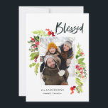 Kerstmis met waterverf zonder bloem en bladbladere feestdagenkaart<br><div class="desc">Waterverf zonder bloem en kerstfeestdag met blaasjes. Mooie waterverf schilderde bladeren en moderne scripttekst. Een deel van een collectie.</div>