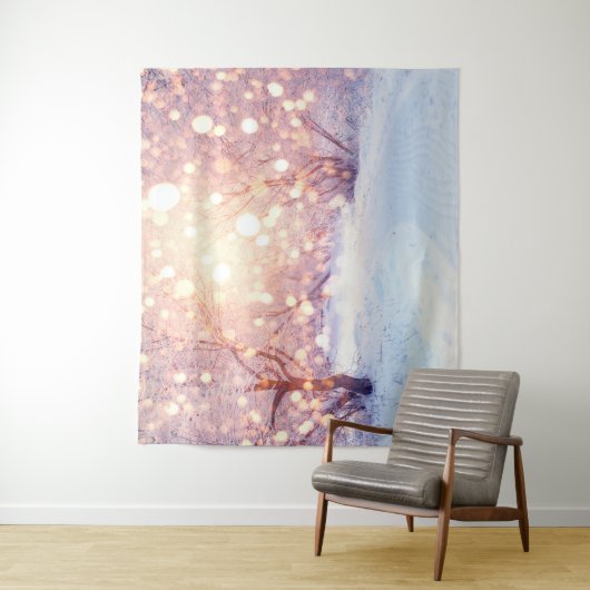 Kerstmis met winterwintersneeuwachtergrond wandkleed (In situ)