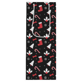 Kerstmis met witte bomen wijn cadeautas