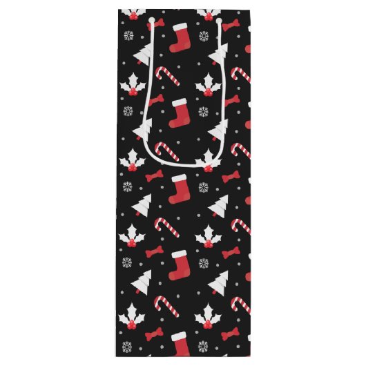 Kerstmis met witte bomen wijn cadeautas (Voorkant)