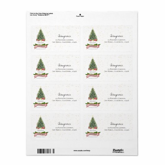 Kerstmis met witte neppare roze glitters van het b etiket (Full Sheet)