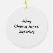  kerstmis met witte pony's keramisch ornament (Achterkant)