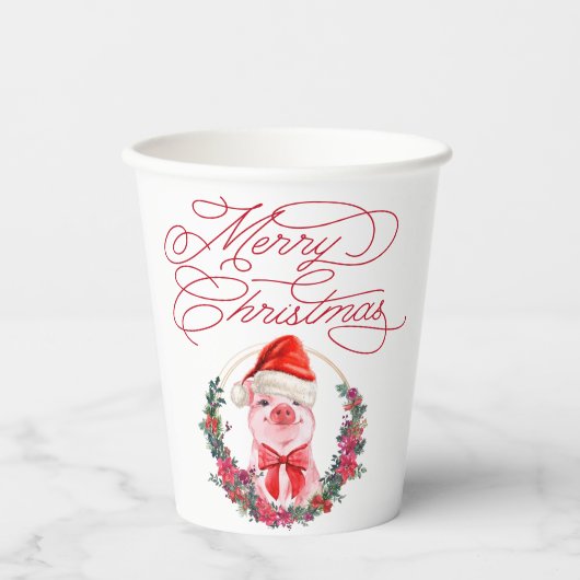 Kerstmis met witte rode kerst papieren bekers (Voorkant)