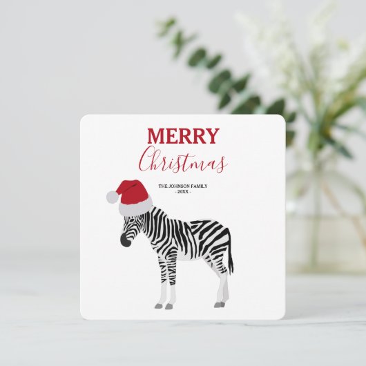 Kerstmis met Zebra Funny Animal met kerstkaart (Staand voorkant)