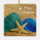 Kerstmis met zeeglazen keramisch ornament (Voorkant)