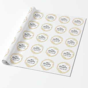 Kerstmis met zilveren glittersneeuwvlokken cadeaupapier