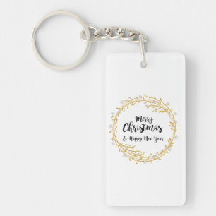 Kerstmis met zilveren glittersneeuwvlokken sleutelhanger