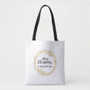 Kerstmis met zilveren glittersneeuwvlokken tote bag