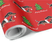 Kerstmis met zwarte en Tan Dachshund Cadeaupapier (Rol Hoek)