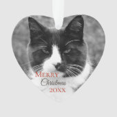 Kerstmis met zwarte en witte kat ornament (voorkant)