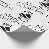 Kerstmis met zwarte en witte kerstman cadeaupapier (Hoek)