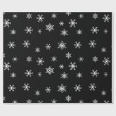 Kerstmis met zwarte en witte sneeuwvlokken cadeaupapier (Vlak)