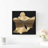 Kerstmis met zwarte gouden blik Festive Elegant Vierkante Klok (Huis)