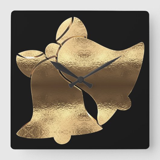 Kerstmis met zwarte gouden blik Festive Elegant Vierkante Klok (Voorkant)