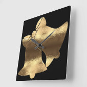 Kerstmis met zwarte gouden blik Festive Elegant Vierkante Klok (Hoek)